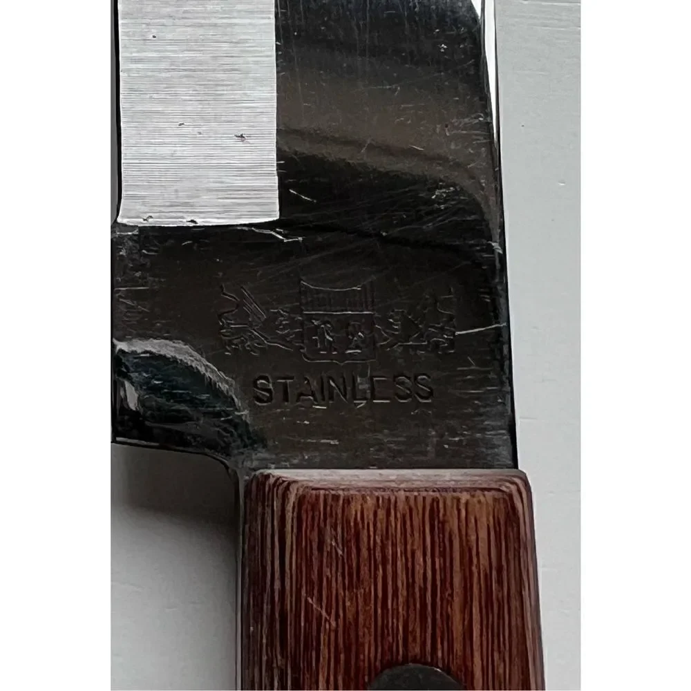 R. S. Stainless Vintage Wood Handle Chef's Knife, Made in Japan